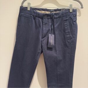 NWT- Gutteridge Navy Striped Slacks Chino Pants Slim Fit Size US 32 EU 42 IT46